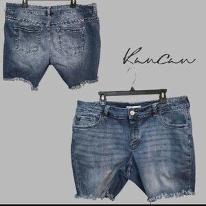 KanCan Bermuda High Waist  Frayed Raw Hem Denim Jeans Shorts Womens Plus 20